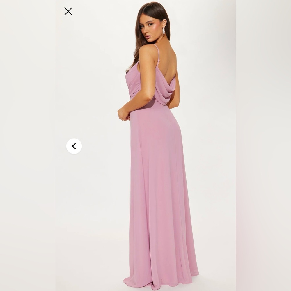 Fashion Nova Drape Me Chiffon and Lace Maxi Dress in Mauve Pink - Size M - Picture 10 of 10